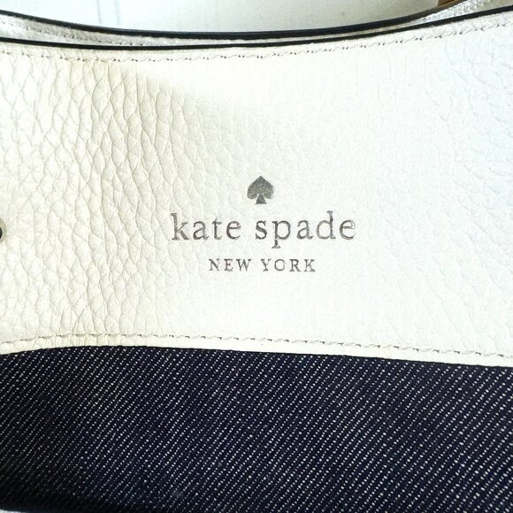 Kate Spade Marti Dark Denim Shoulder Bag with White Pebbled Leather Accents NWOT - Picture 2 of 12